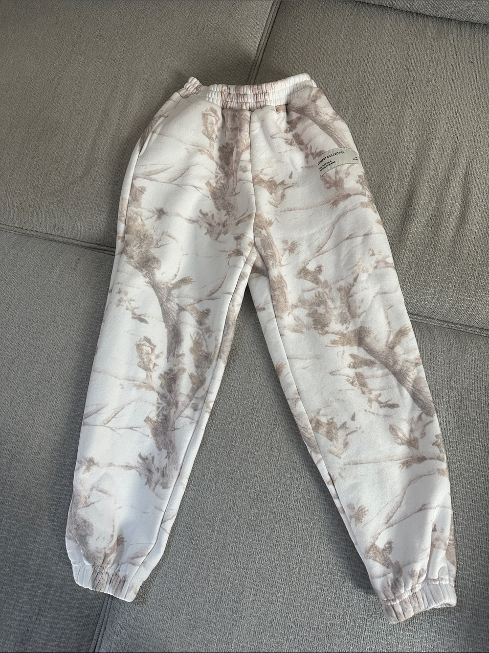Kids Tie-Dye Jogger Pants in Cream and Taupe
